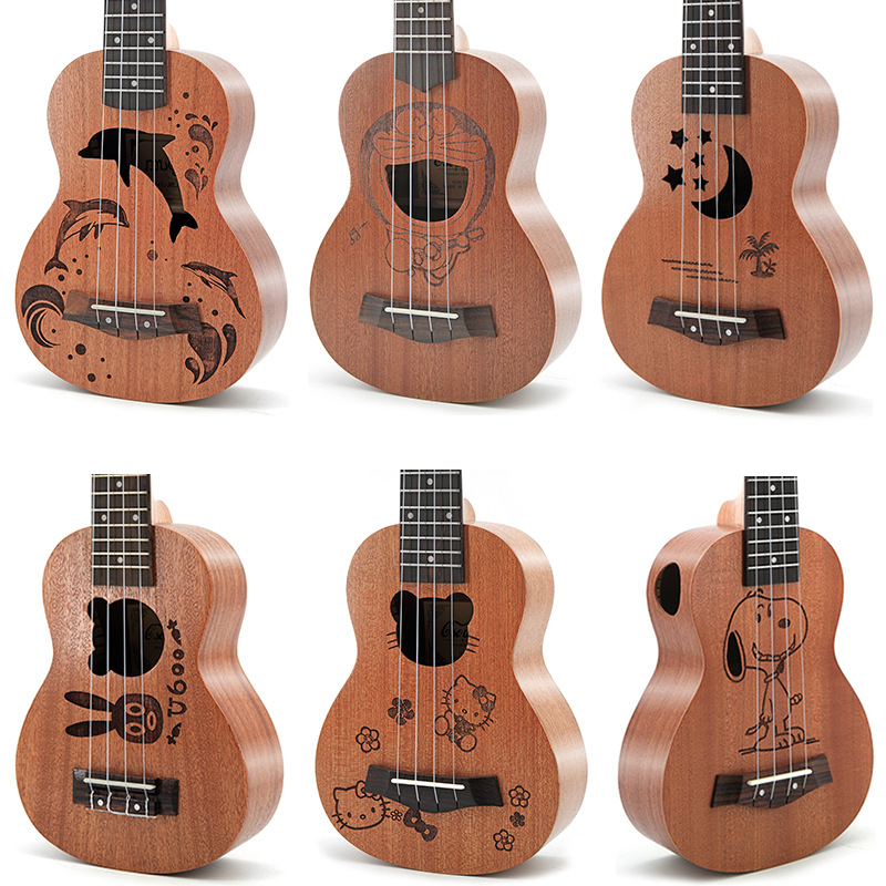 Musical Instruments Cartoon - 21-calowe ukulele dla dzieci z drewna