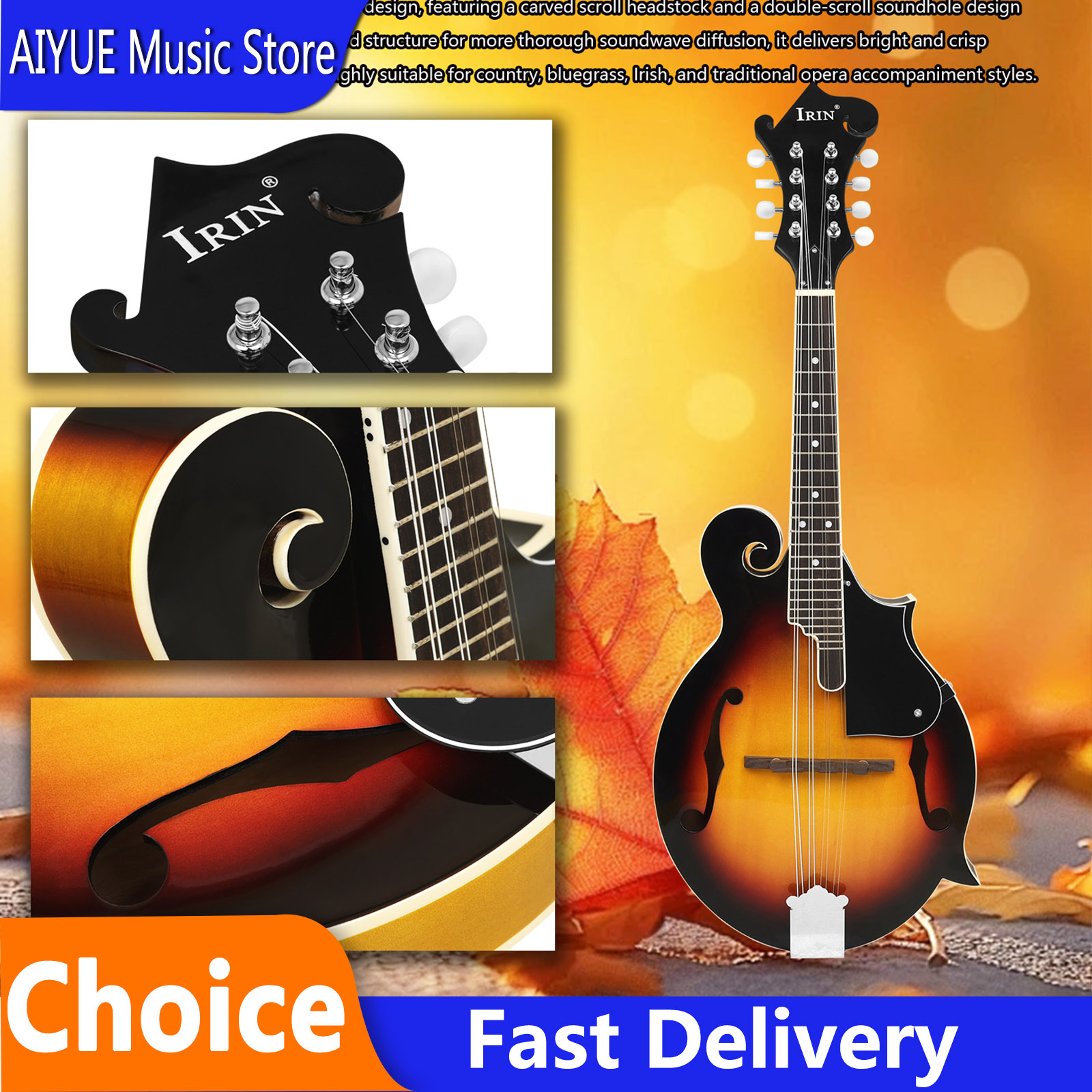 IRIN MD-65 Mandolina z drewna  – Mandolin A Style recenzja i cena